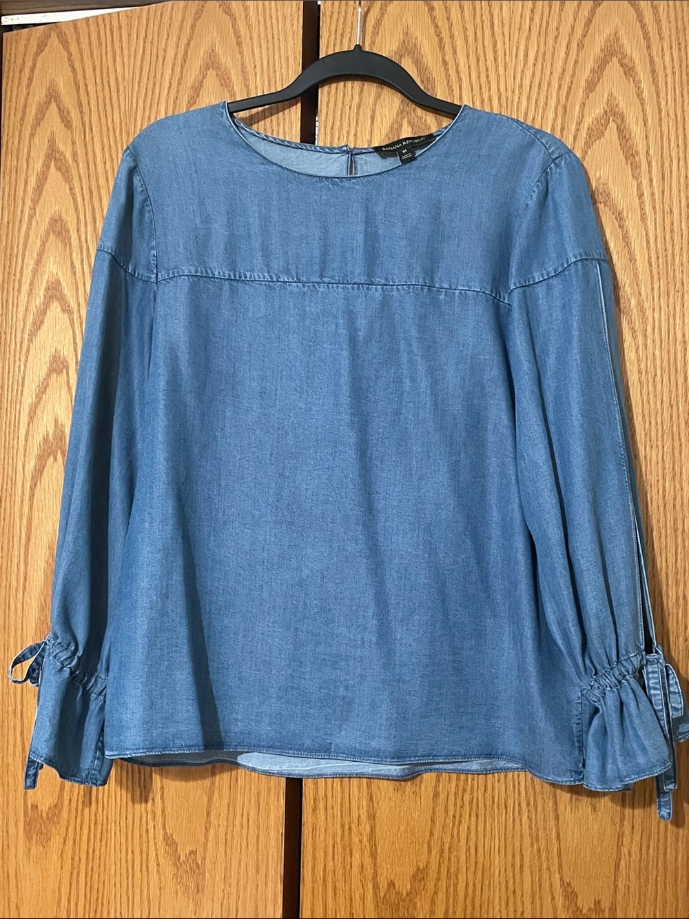Banana Republic Denim-Blue Tie Cuff Blouse